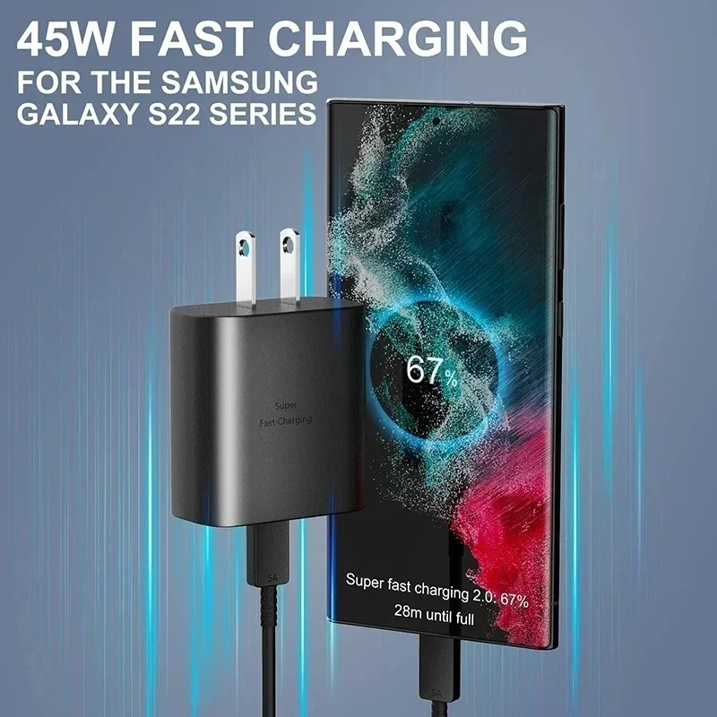 Кабель для быстрой зарядки 5A 45 Вт PD USB-C Super Type-C Samsung S21 FE S22 Plus S23 S24 Ultra Note 20 A14 A15 A33 A34 A53
