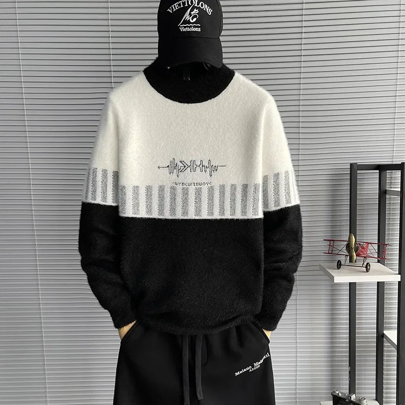 Высококачественный мужской утепленный свитер-поло/свитер с