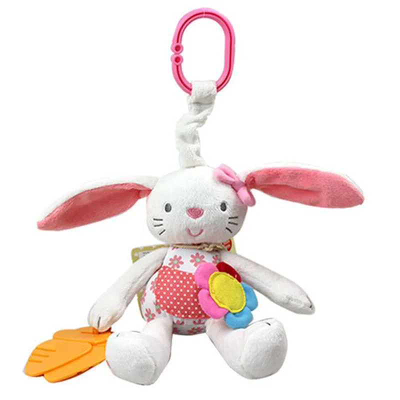 

Rabbit rattles with mirror strolls hanging bed Infants doll plush toys with teether animal kids toys for baby 0-12 months