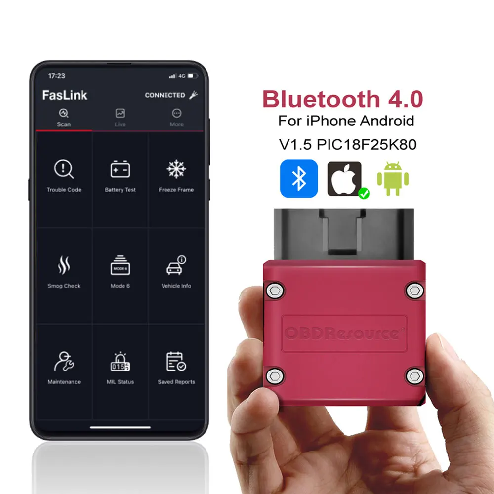 Считыватель кодов ошибок автомобиля P02 Bluetooth 4,0 для Android iPhone iOS Faslink, бесплатное обновление PK ELM327 V1.5 PIC18F25K80