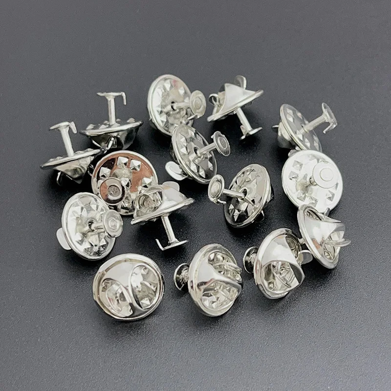 120Pcs Copper Flat Head Needle Butterfly Cap Buckle Small Brooches Pin Base Horse Needle Stand Badge Medal Back Buckle Wholesale