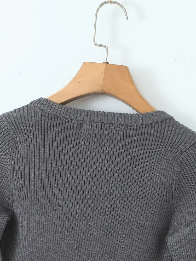 Suninheart 2023 Женский Осенний модный уличный стиль эластичный вязаный кардиган милый