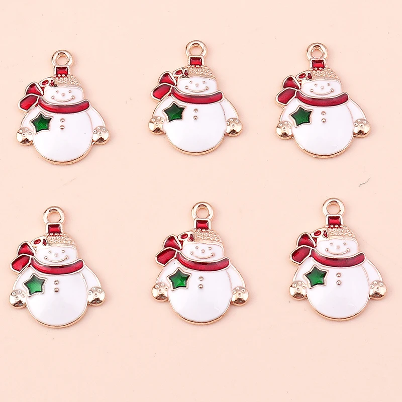 

10pcs Cartoon Enamel Christmas Snowman Charms for Jewelry Making Women Fashion Earrings Pendants Necklaces DIY Bracelets Gifts