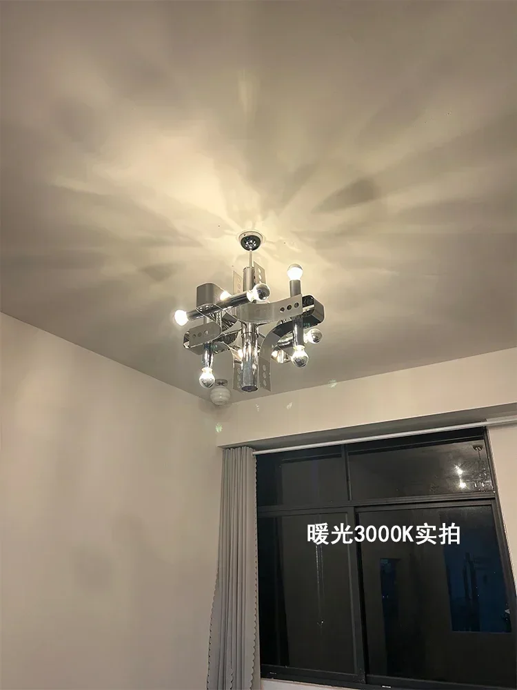 Металлическая люстра в стиле эпохи хромированная гостиную художественная