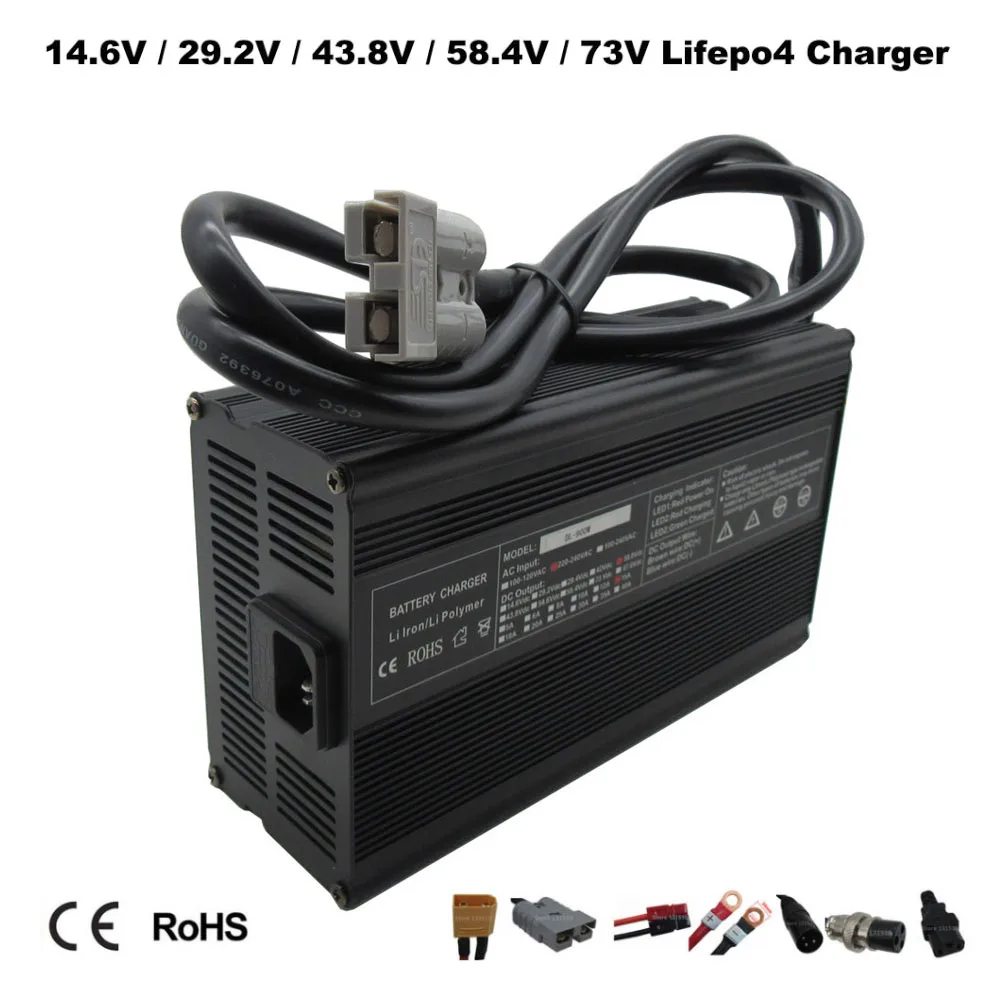 

900W 12V 24V 36V 48V 60V 10A 20A 30A Lifepo4 E Bike Battery Fast Charger 14.6V 29.2V 43.8V 58.4V 73V LFP RV Motorcycle Charger