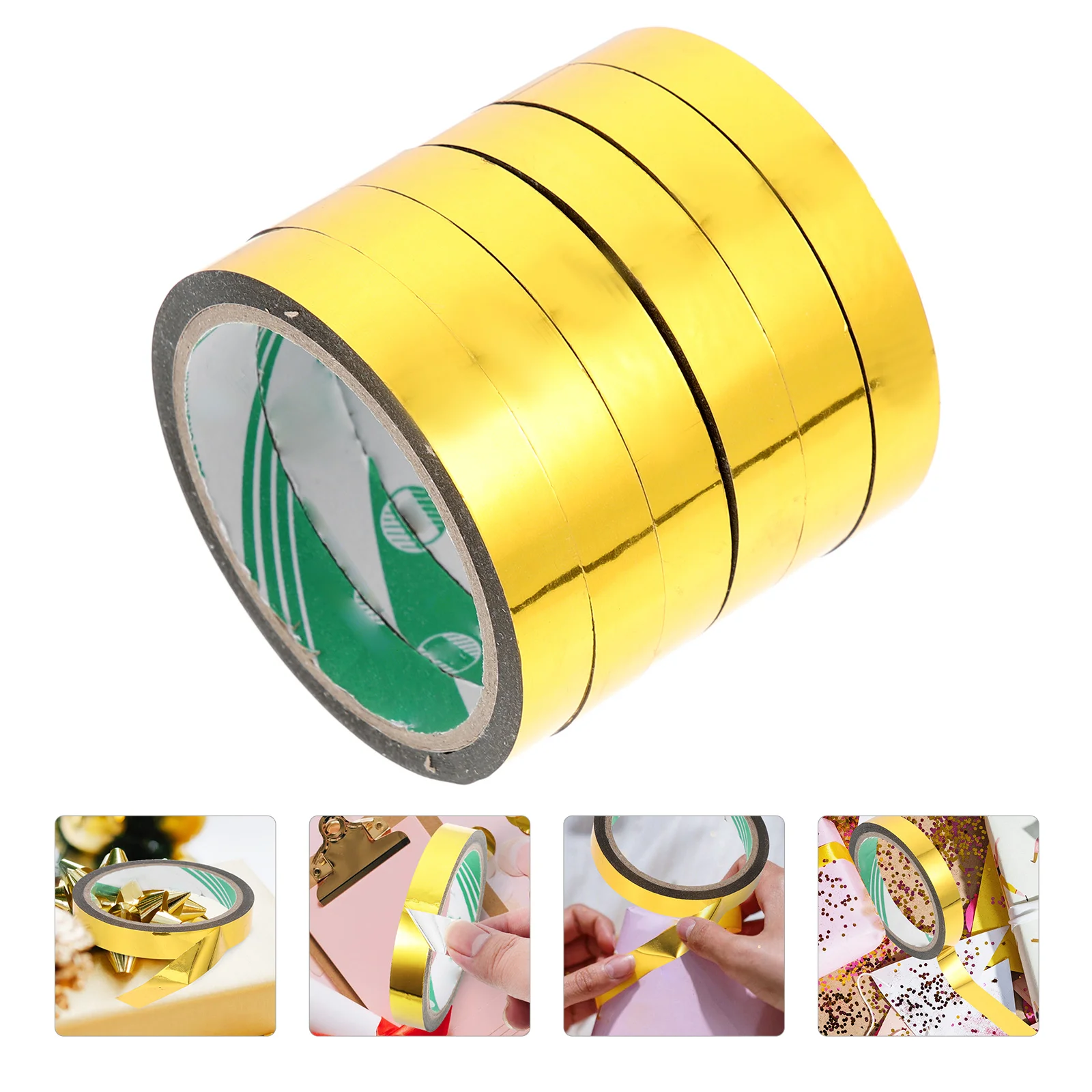 

6 Rolls Metallic Mirror Wrapping Tape Graphic Art Tape DIY Golden Mirror Tape Gold Decorative Tape for Packing