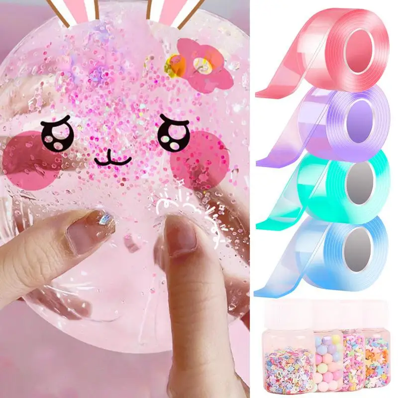 

Colorful Nano Bubble Tape Magic Double-Sided Non-Marking Blowable Bubble Tape DIY Craft Pinch Making Tool Gifts