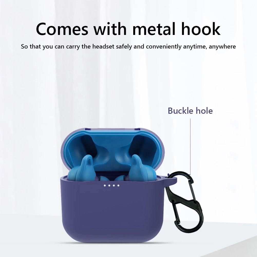 

Soft Silicone Protective Case for Skullcandy Indy Evo Wireless Earphone Shockproof Anti-lost Earbuds Box Cover with Carabiner