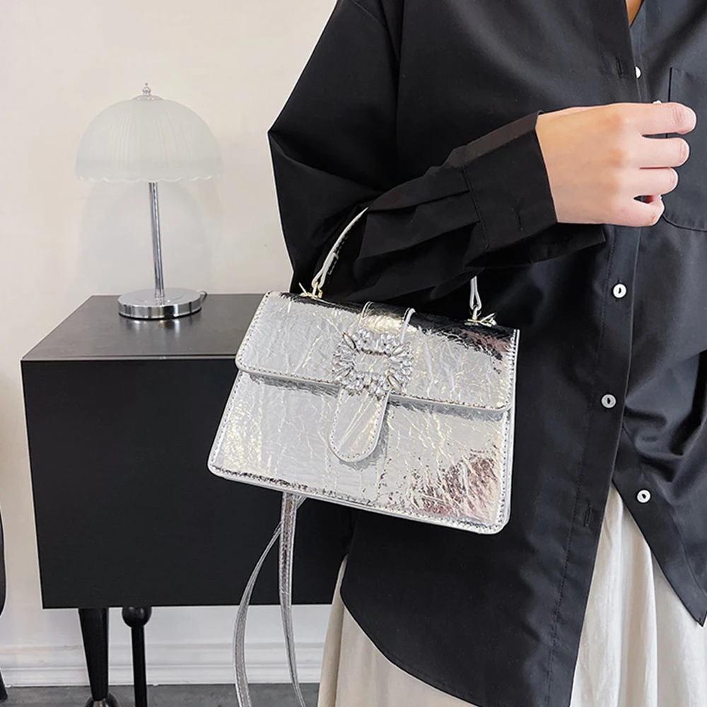 Luxury Diamonds Women Handbags Candy Color Crystal Shoulder Bag Metallic Rhinestone Crossbody Bags for Women Tote Clutch Ladies