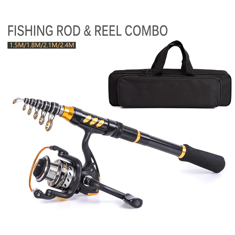 

Fishing Telescopic Rod and Reel Combo Full Kit Spinning Fishing Reel Gear Organizer Pole Set with 100M Fishing Line Lures Hooks