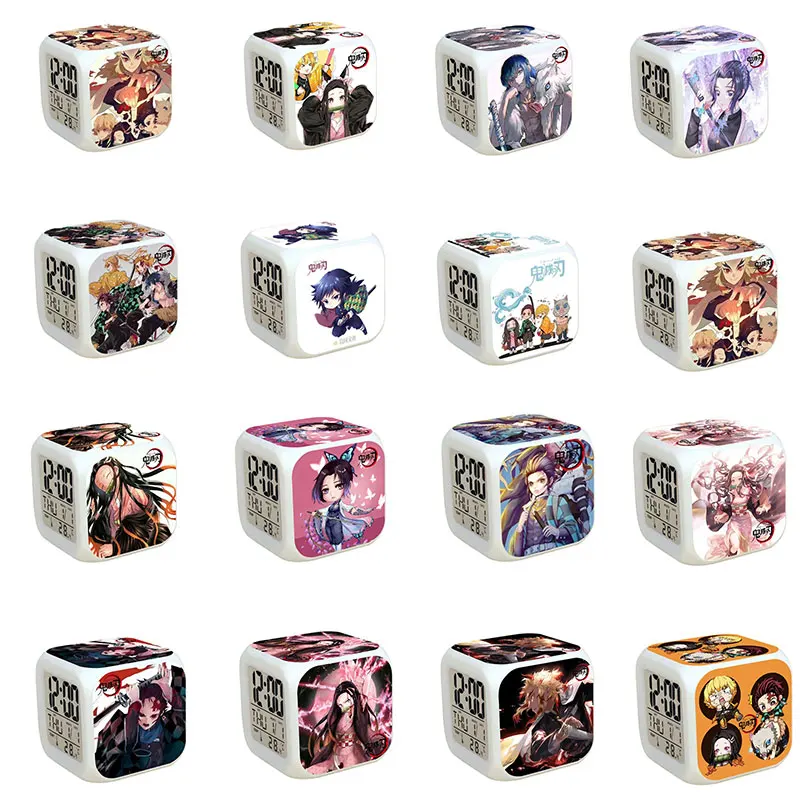 

Anime Demon Slayer Mini Alarm Clock Cute Home Decor Movie Figure Model The Glowing Doll Children Boy Toys Girl Gift 100 Styles