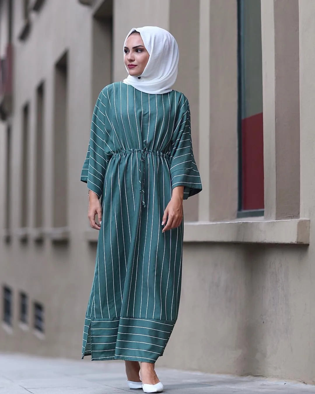Мусульманское платье Рамадан ИД абайя индейка полосатый расклешенный рукав Ближний Восток Дубай мусульманское модное платье Donsignet