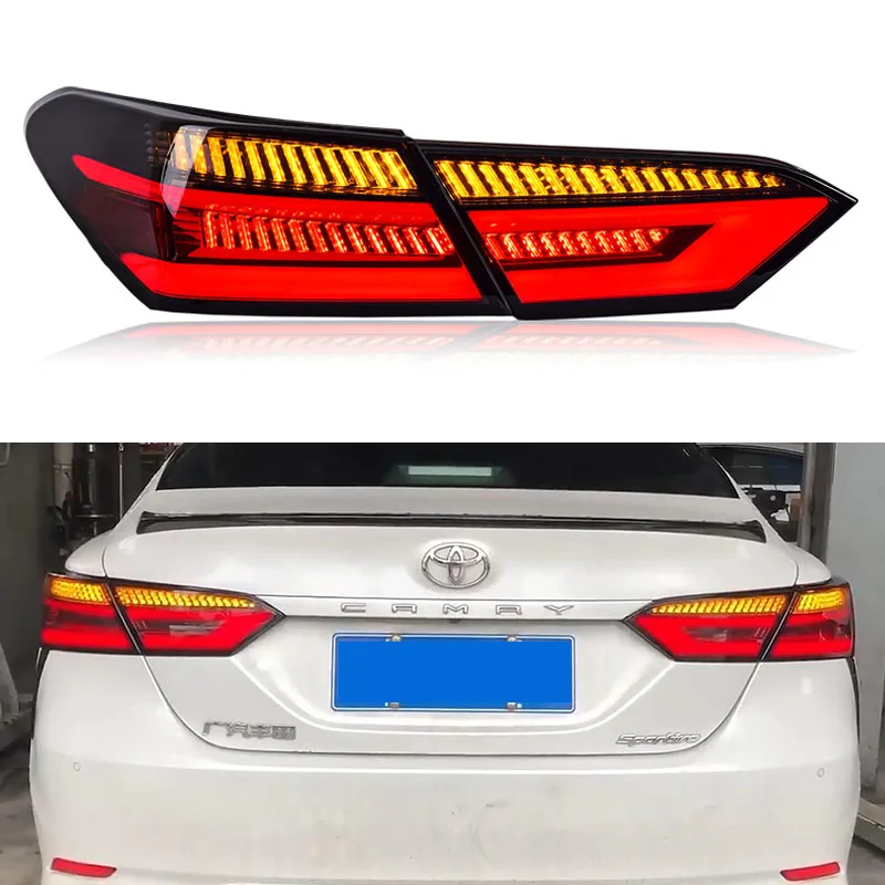 

LED Tail Light Assembly For Toyota Camry 2018 - 2021 Rear Running Light + Brake + Reverse Lamp +Turn Signal LED Taillight DRL