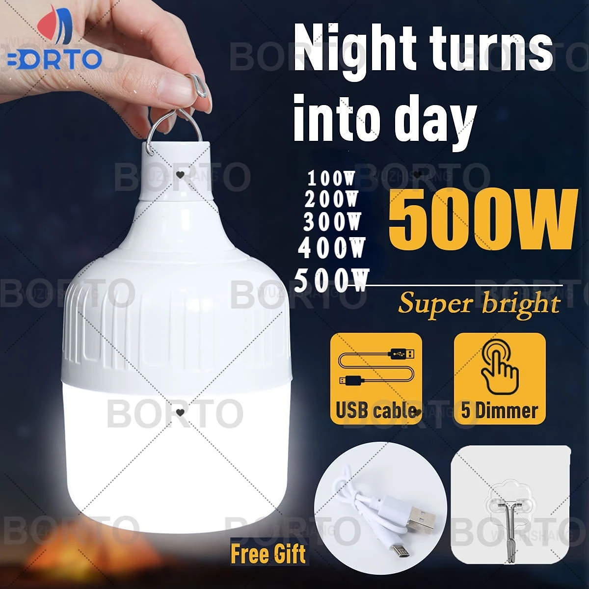 Portable Camping Lights Emergency Bulb High Power Tents Lighting Rechargeable LED Lantern Hook for Camping Fishing Garden Light