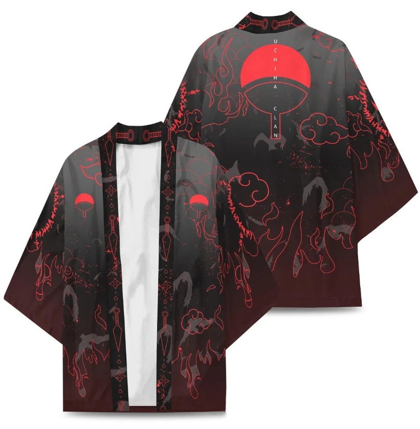 Кимоно из аниме плащ Какаши Akatsuki Uchiha Itachi косплей Wafuku Kurama с 3D принтом юката