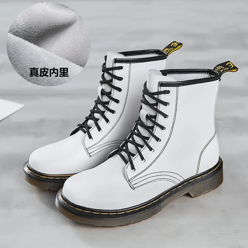 Leather short Boots Women's Shoes Autumn 2021 New Classic All-match Plus Velvet 8 Hole Large Size Medium Tube Short Boots