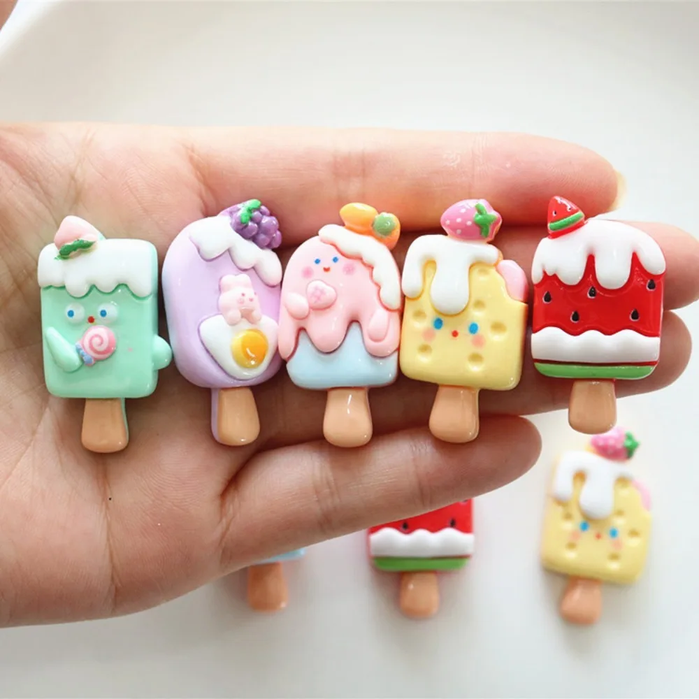 Фото 10 шт., милый мультфильм Kawaii, мороженое, фрукты, плоская задняя часть, смола, сделай сам, кабошоны для скрапбукинга, украшения, аксессуары №1
