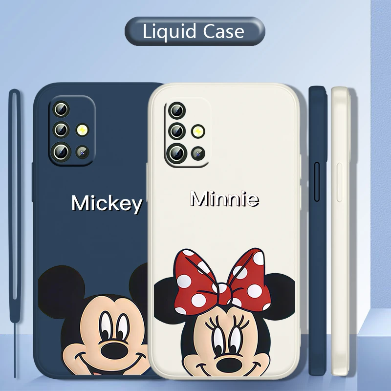 

Mickey Minnie friend For Samsung Galaxy A73 A53 A33 A52 A32 A22 A71 A51 A21S A03S 4G 5G Liquid Rope Soft Phone Case Coque Capa