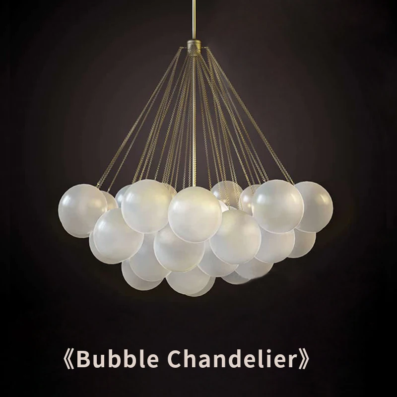 

Nordic Modern Design Art Bubble Ball Pearl Frosted Glass Dining Room Lamp Magic Bean Personality Minimalist Chandelier