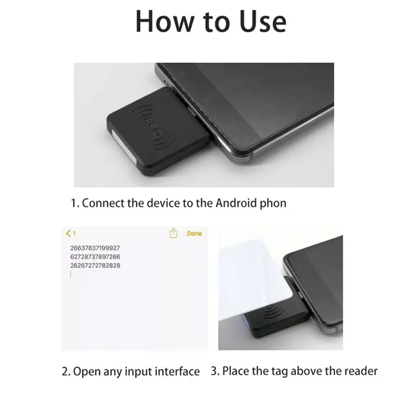 Фото ABZZ-Animal 134.2Khz чип, микро-USB RFID ушная бирка FDX-A, B, считыватель идентификаторов животных с функцией OTG для крупного рогатого скота, белый. №4