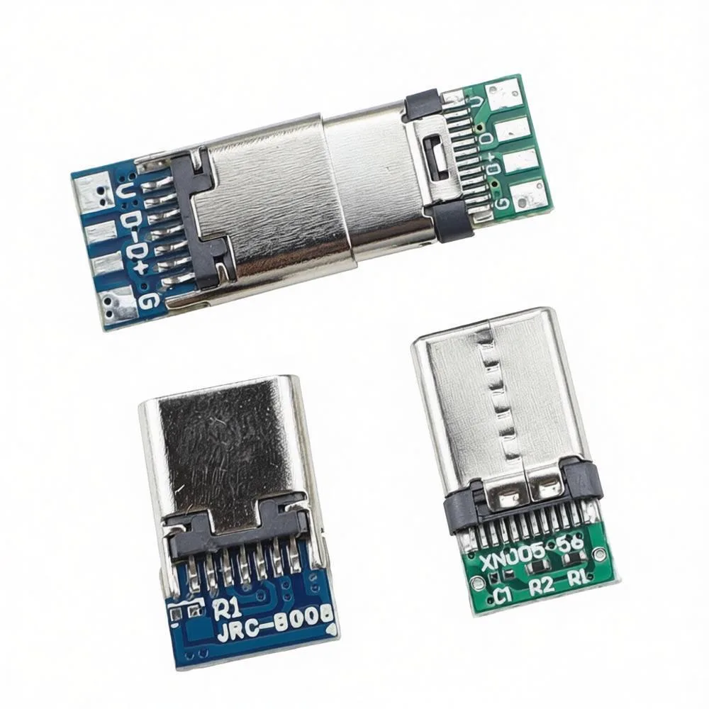 Фото Разъем USB 3.1 Type-C (12-контактный женский, 24-контактный мужской) с адаптером для пайки проводов и кабелей, поддержка печатных плат №4