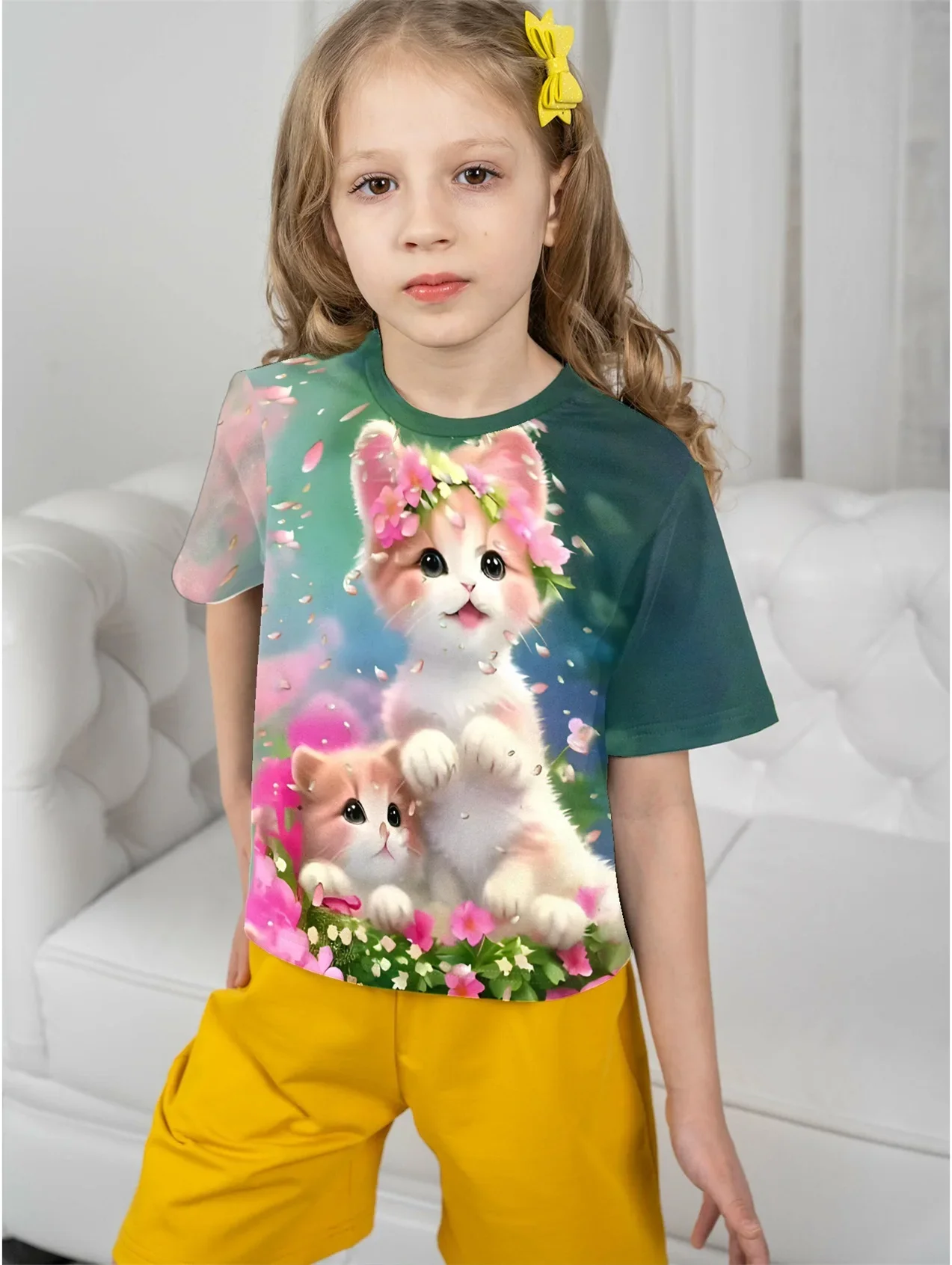 Футболка с коротким рукавом для девочек 5-14 лет