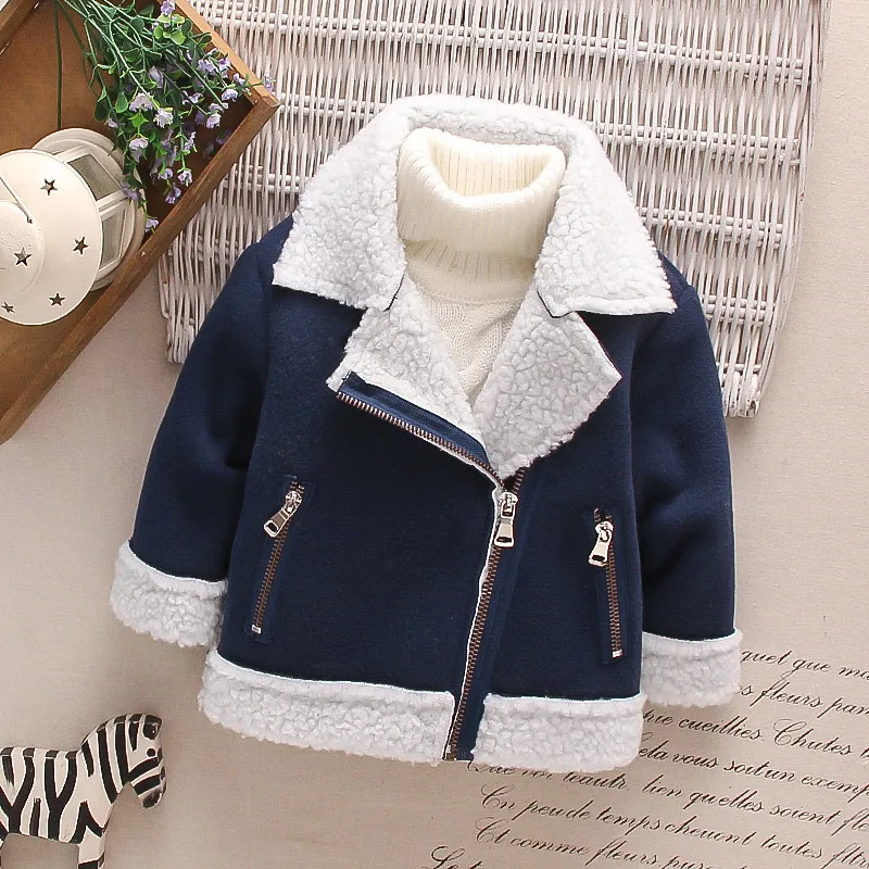 Купи Newborn Baby Boys Clothes Fleece Plush Lapel Coat Winter Warm Windbreaker Children Jacket Zipper Hooded Long Outerwear Sleeves за 539 рублей в магазине AliExpress