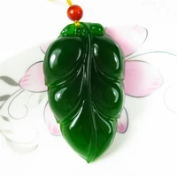 natural green hand carved tree jade pendant jewelry necklace roman holiday men and women style leaf jade necklace pendant