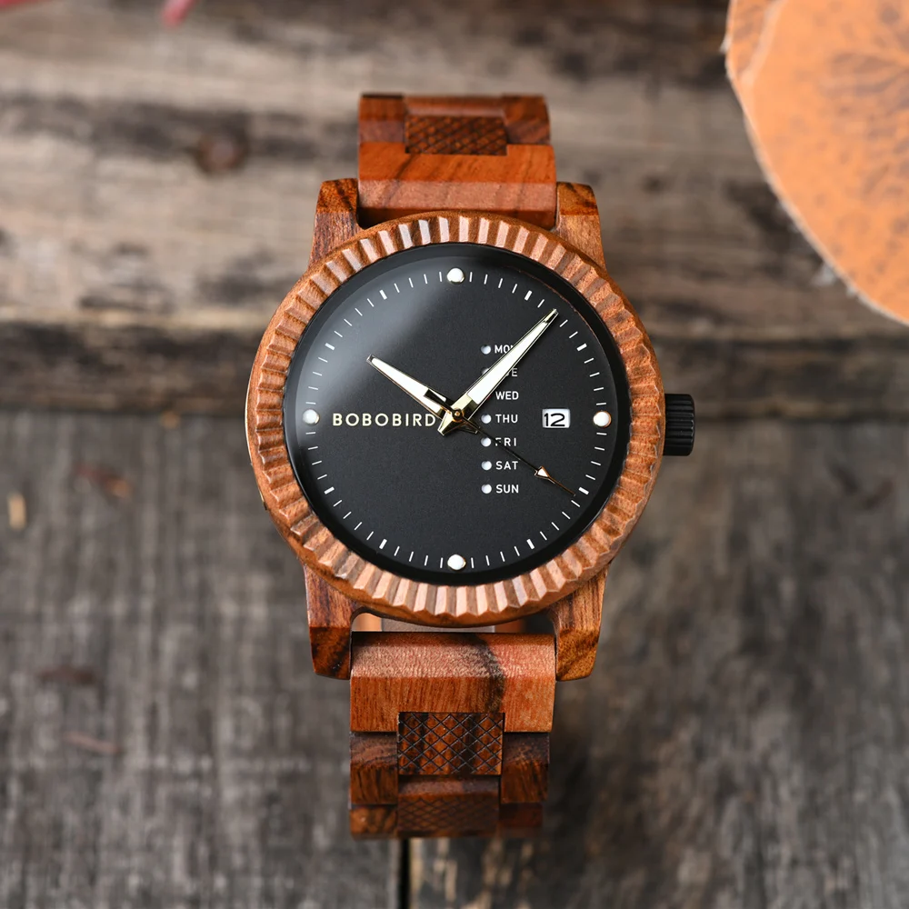 Мужские часы BOBO BIRD с отображением недели деловые поддержкой OEM Прямая поставка по