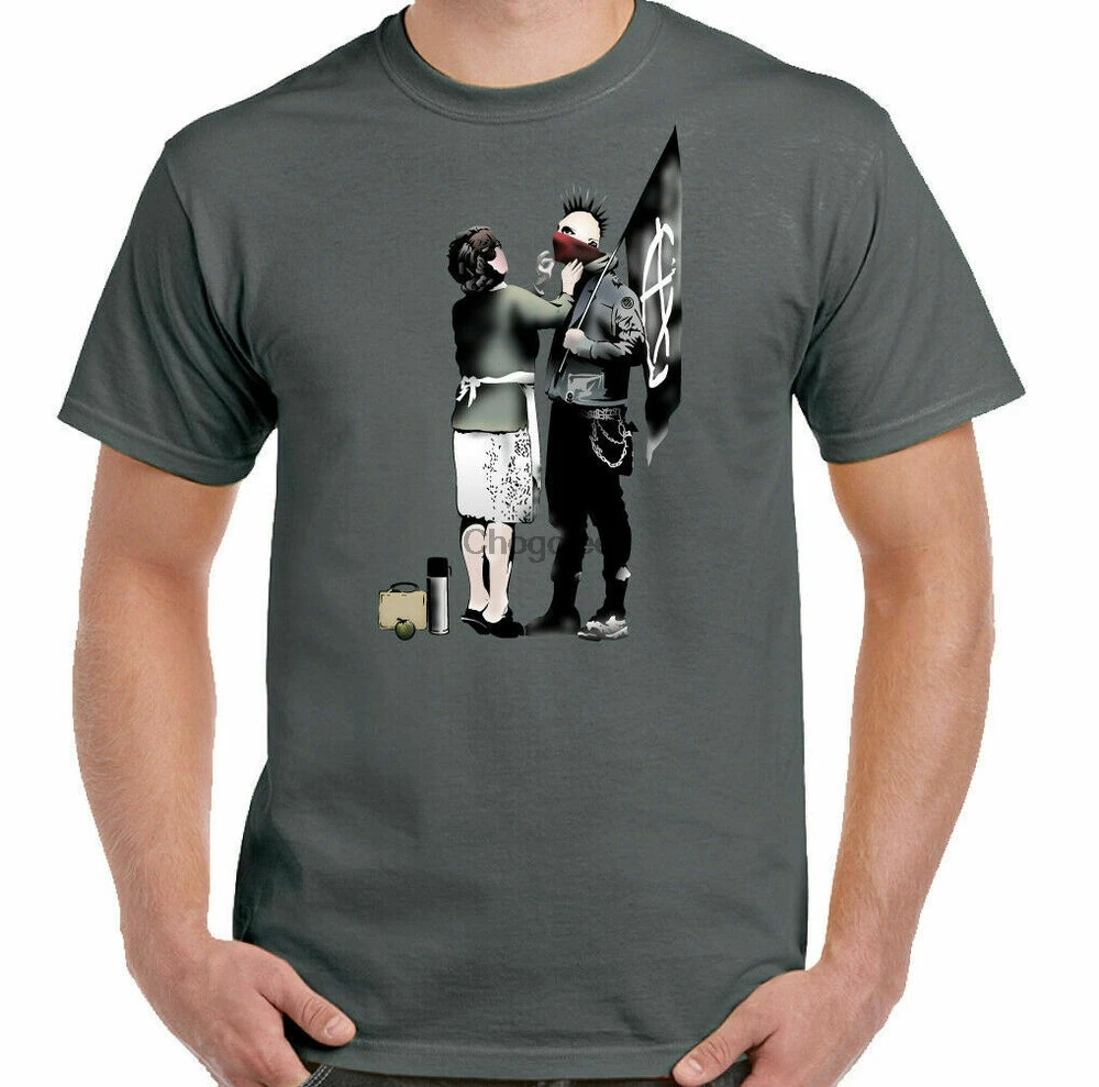 Футболка Banksy мужские панк уличное искусство Граффити шкура топ рок музыка