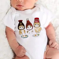 exquisite cartoon cat egg graphic funny newborn romper creative casual harajuku new all match infant jumpsuit