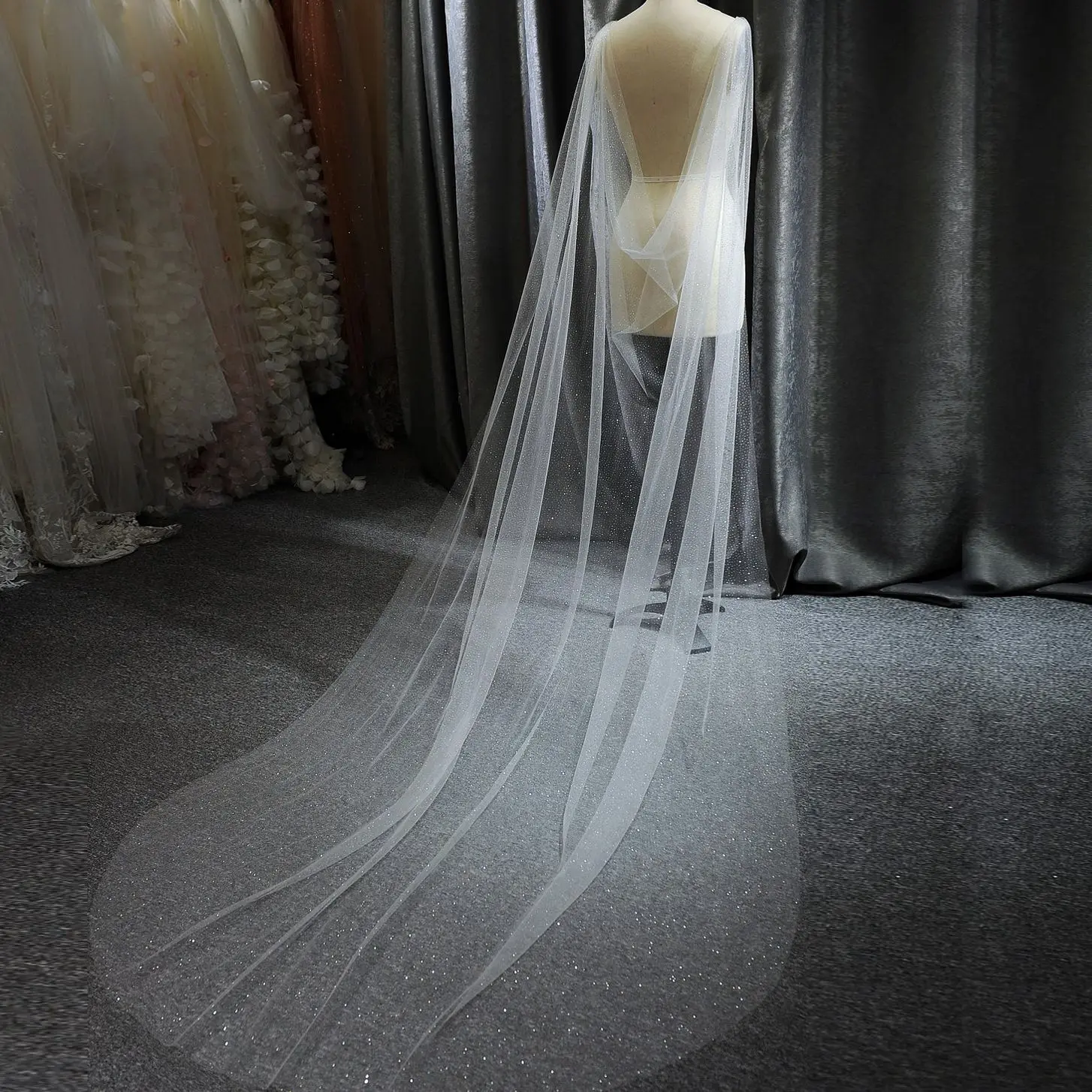 YouLaPan G41 scintillante scialle da sposa semplice da sposa Cape velo Gitter semplicità mantello da sposa accessori da sposa cattedrale matrimonio