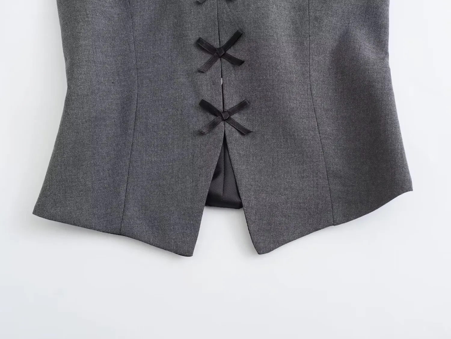 Jincffz Бант украшение висячий воротник топ женский новый дизайн вилки без рукавов с