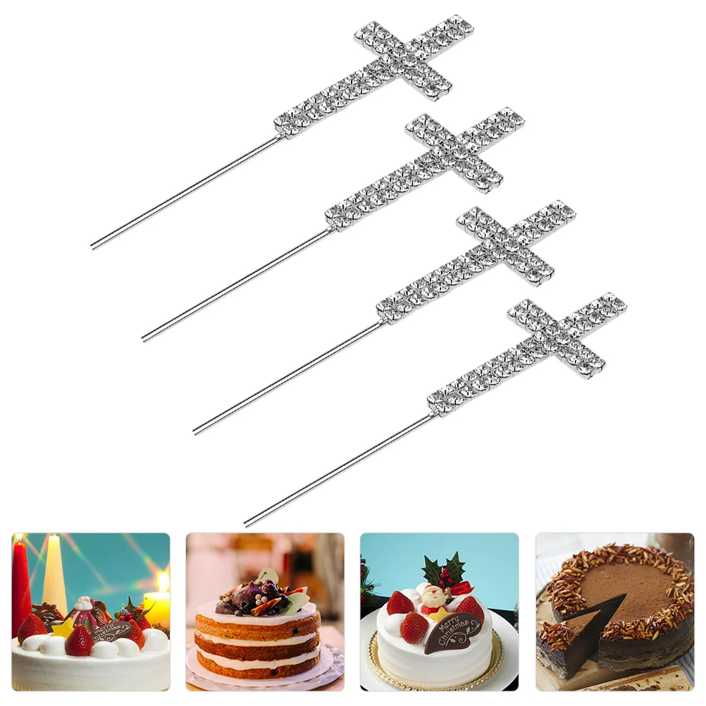 

4 Pcs Birthday Cake Decorations Religious Cupcake Picks Religious Cupcake Toppers Wedding Cake Toper Baptism Party Decorations