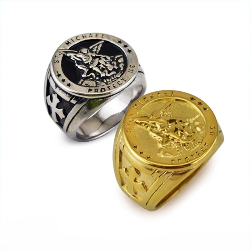 Модные рыцарские кольца из нержавеющей стали с крестом для мужчин размеры 7-13