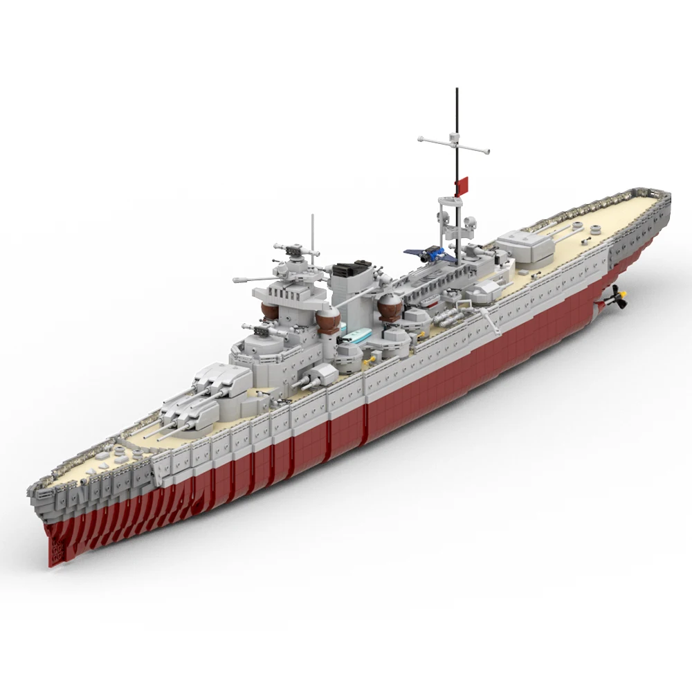 

MOC Gneisenau Battleshiped Battle Cruiser Building Block Set Bismarck/IJN-Yamato Graf Zeppelin Model WWII Bricks Kids Toy Gift