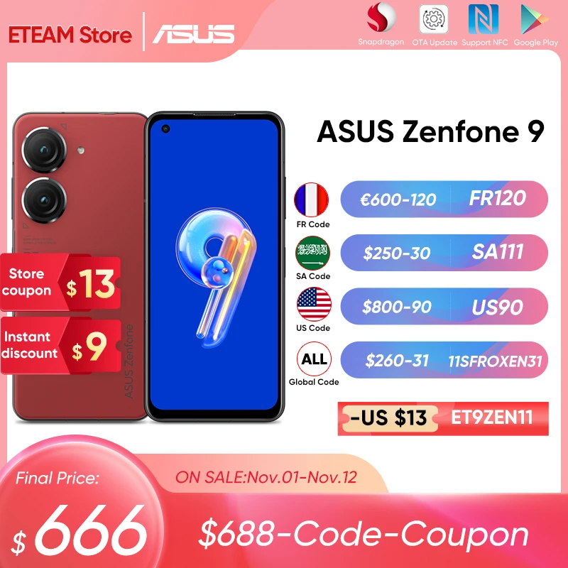 Ceny ASUS Zenfone 9 5G Smartphone Globalna Wersja Snapdragon 8 + Gen 1 120Hz Super AMOLED 30W Szybkie ładowanie 50MP Główne Kamery Telefon Ceny ASUS Zenfone 9 5G Smartphone Globalna Wersja Snapdragon 8 + Gen 1 120Hz Super AMOLED 30W Szybkie ładowanie 50MP Główne Kamery Telefon