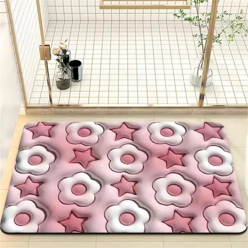 

Quick Dry Shower Carpet Expansion Floor Rug Anti-slip Water Washing Floret Mat Bathroom Accessories Floor Protector Bath Mat