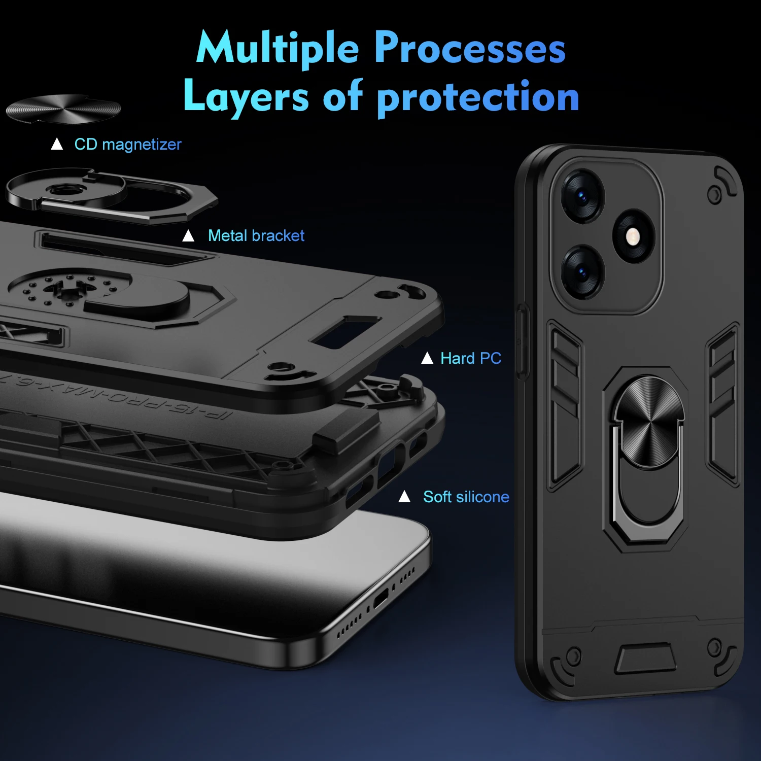 Чехол для Tecno Spark 10C Spark10C бронированный противоударный жесткий чехол телефона