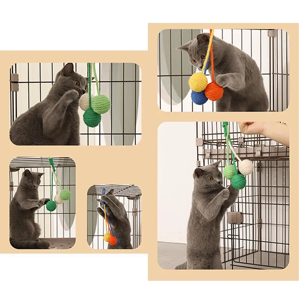 

【 Ready Stock 】Pet Cat Hanging Sisal Ball Bite-resistant Wear-resistant Jute Twine Rope Pet Supplies For Relieve Boredom