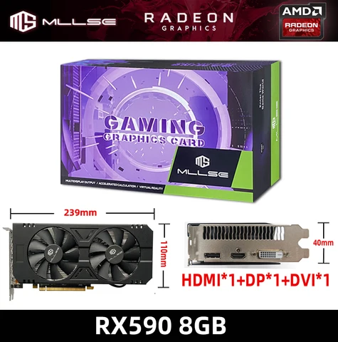 Игровая видеокарта MLLSE AMD RX 590 GME 8 ГБ GDDR5 256Bit PCI Express 3,0 × 16 8Pin Radeon GPU серия rx590
