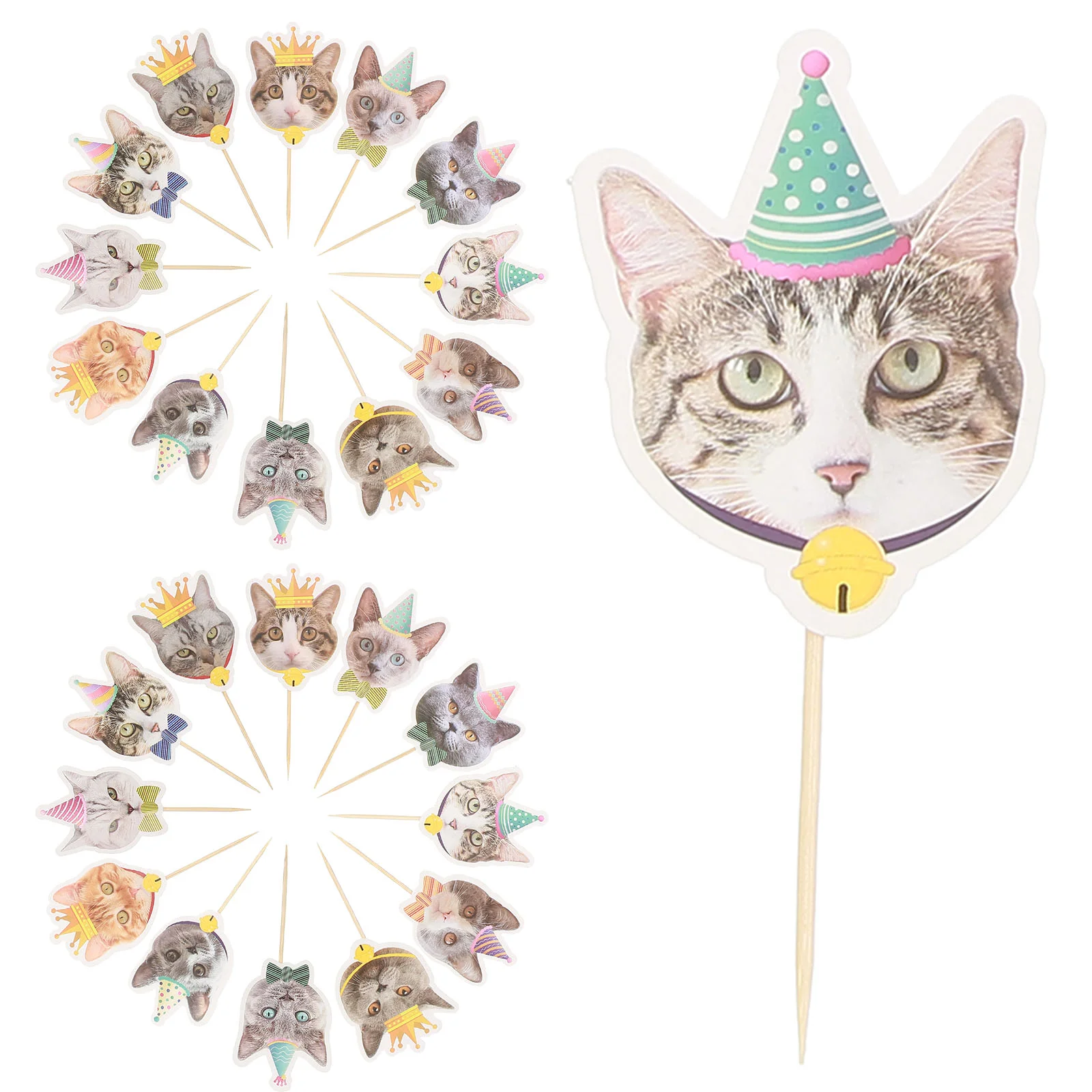 

24 Pcs Animals Cat Cupcake Toppers Christmas Decor Cupcake Decorating Wedding Cupcake Decor Cat Pet Happy Birthday Cake