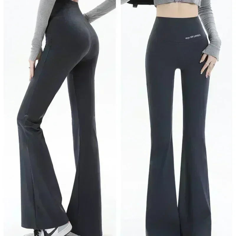Широкие штаны для йоги с высокой талией Расклешенные леггинсы Бесшовные