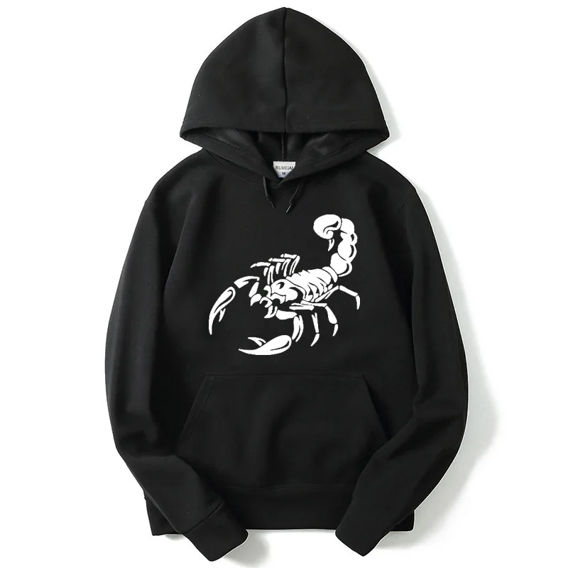 

Men's hoodie fleece Scorpion print hooded custom men's sweatshirt Fashion Hipster Sportsuit mens hoodie streetwear COTTON