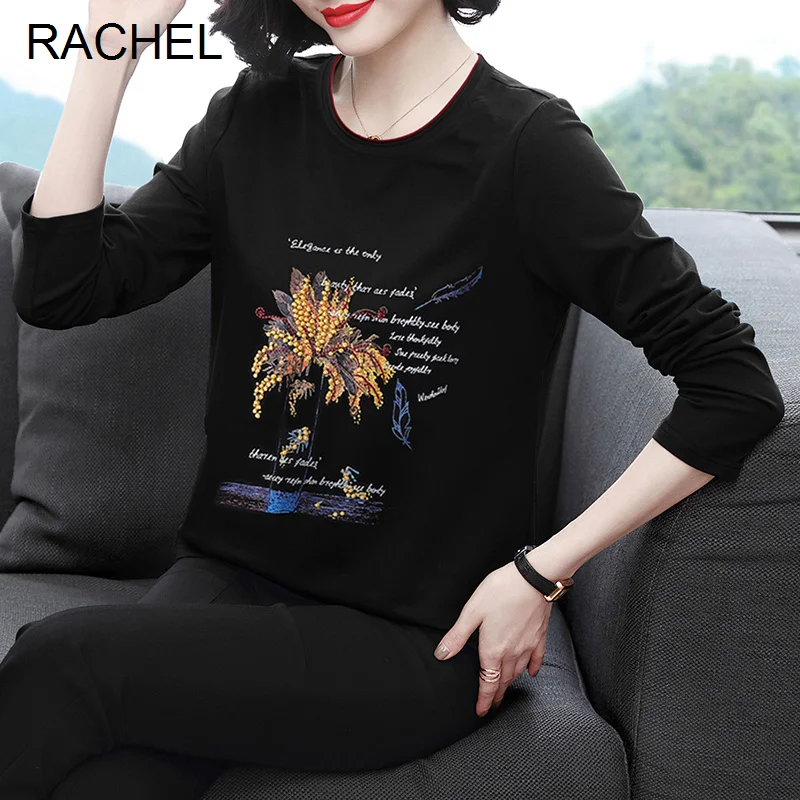 Новинка Осень-зима Свободная блузка рубашка с длинным рукавом женская футболка