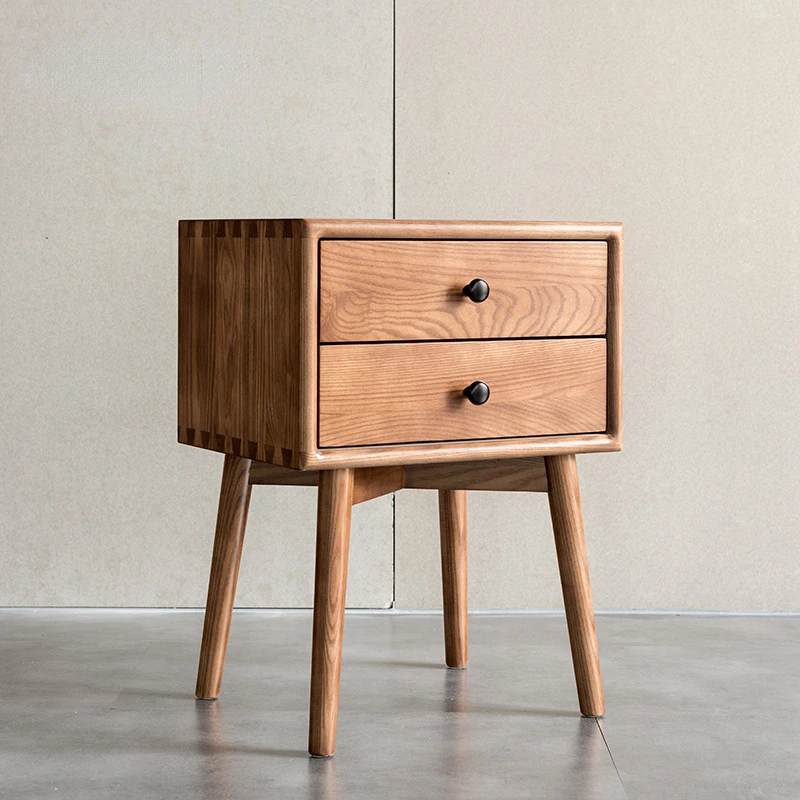 

Nordic solid wood bedside table modern minimalist small cabinet bedroom ash bedside storage locker
