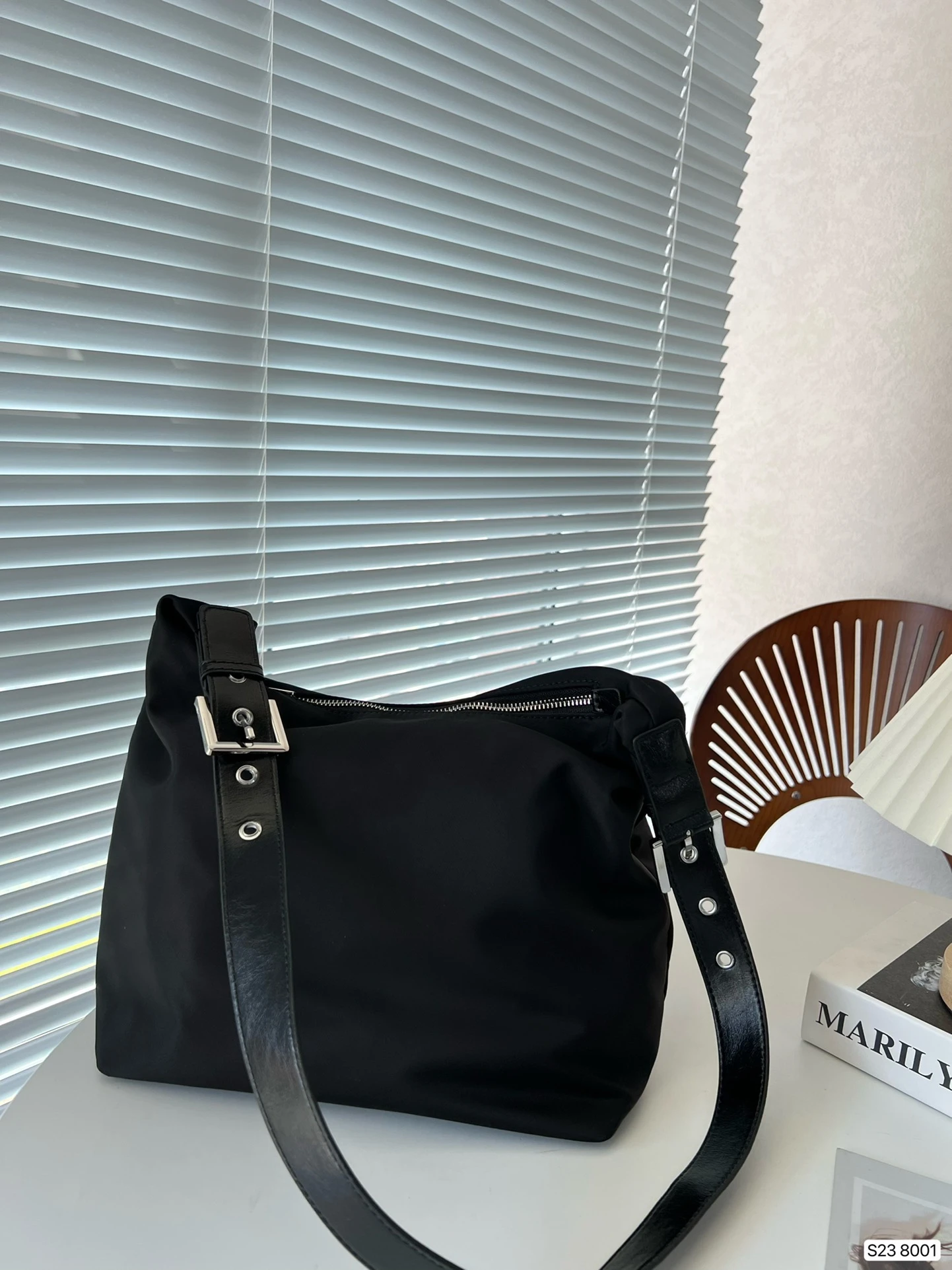 

Simple Chic Style Nylon Shoulder Bag 28CM Summer Vibes String Bolsa Beige Black