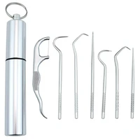 toothpick pocket set portable titanium stainless steel reusable metal toothpicks bag with holder for outdoor picnics and camping