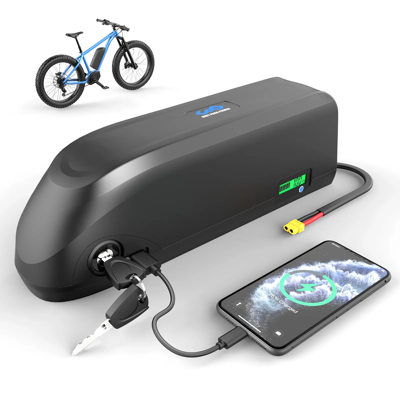 

Double Fuse 48V 52V 17.5Ah 19.2Ah Down Tube Electric Bike Bicycle eBike E-bike Lithium Ion Battery with USB Socket