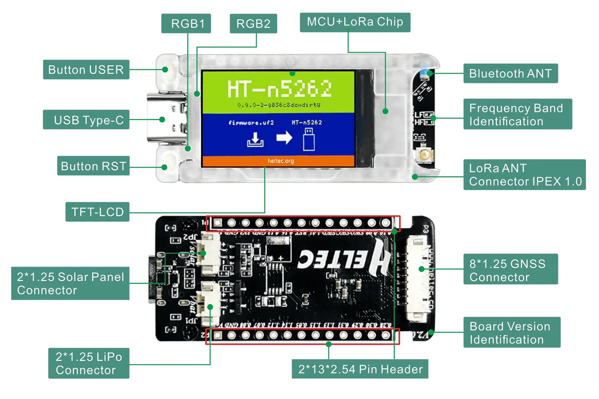 Фото Местластичный трекер Heltec T114 V2 Nordic nRF52840 SX1262 LoRaWAN Arduino Плата разработки позиционирования TFT-дисплей малой мощности BLE №2